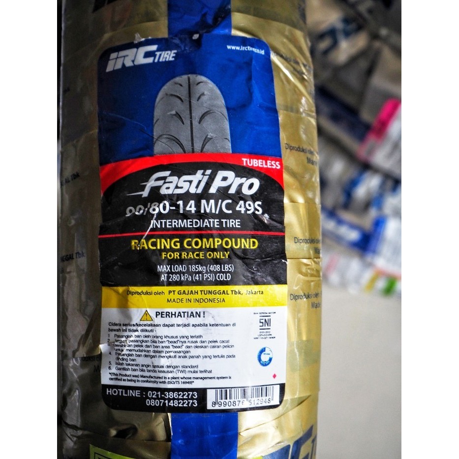 Ban Motor Irc Fasti Pro 90/80 Ring 14 Tubeless