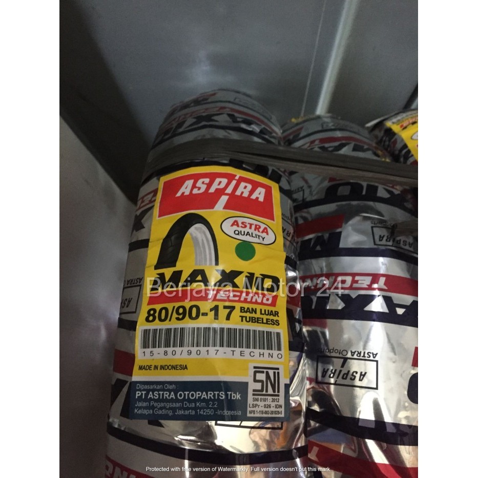 Ban Luar Aspira Maxio Techno 80/90-17 Tubeless