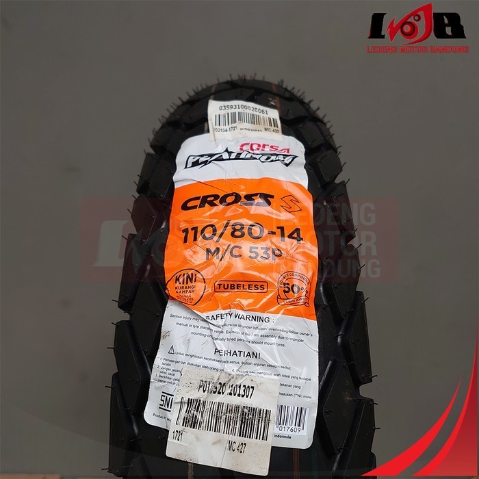 Ban Corsa 110/80-14 Cross S Platinum Ban Luar Motor Tubeless Matic