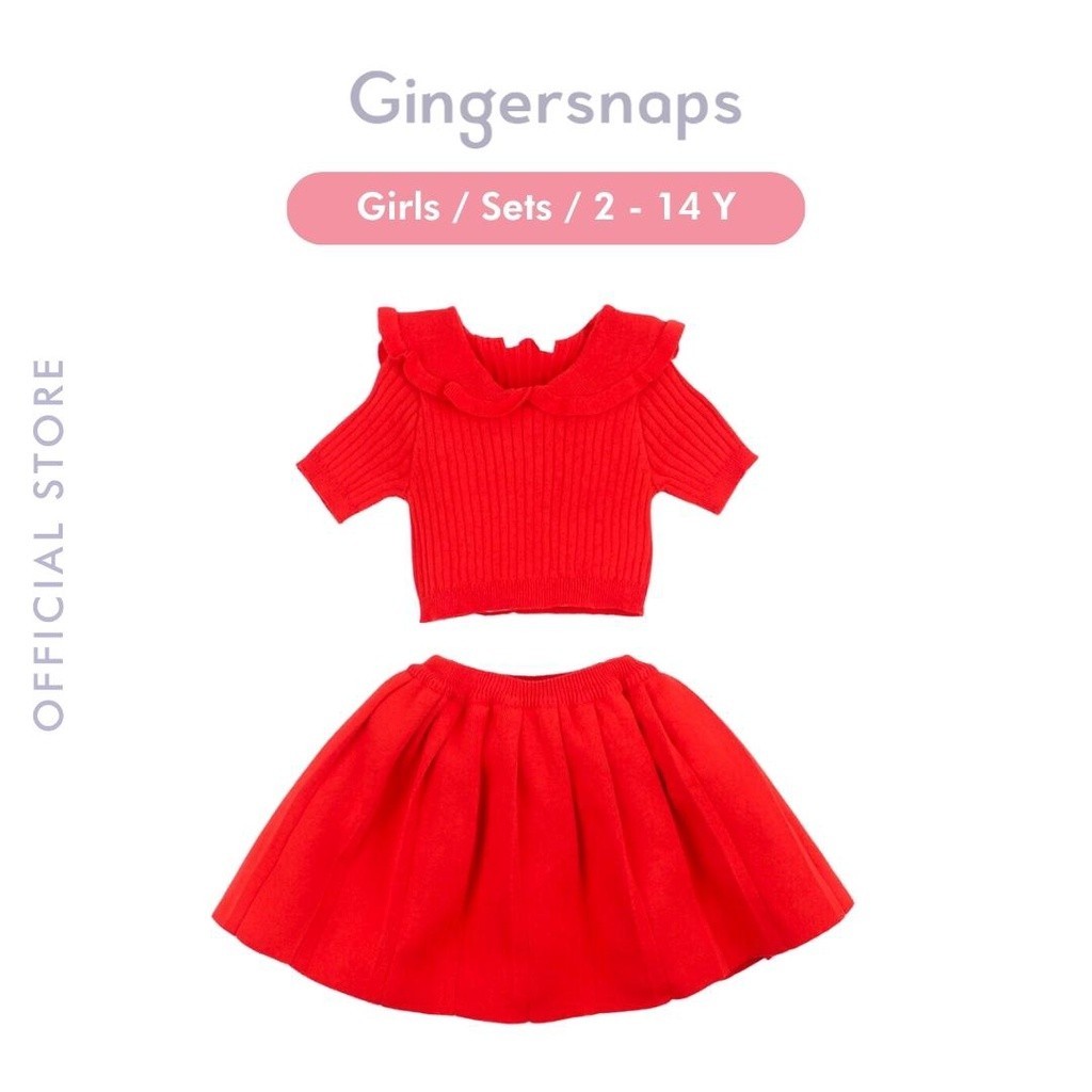 Gingersnaps Romantic Blossom Knit Set - Setelan Anak Perempuan (Merah)