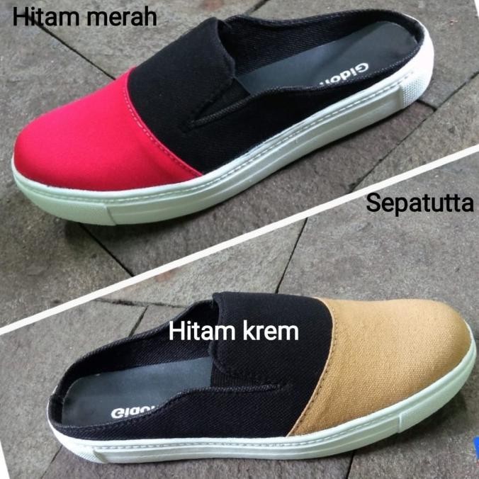 sepatu sandal pria selop bustong bahan canvas