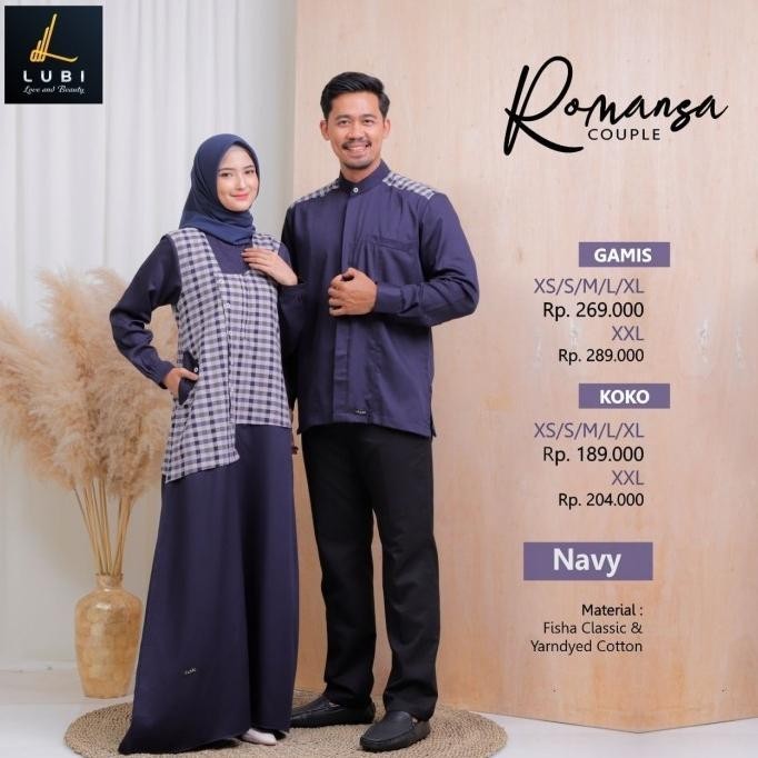 Terbaik Couple Lubi Romansa Navy Original