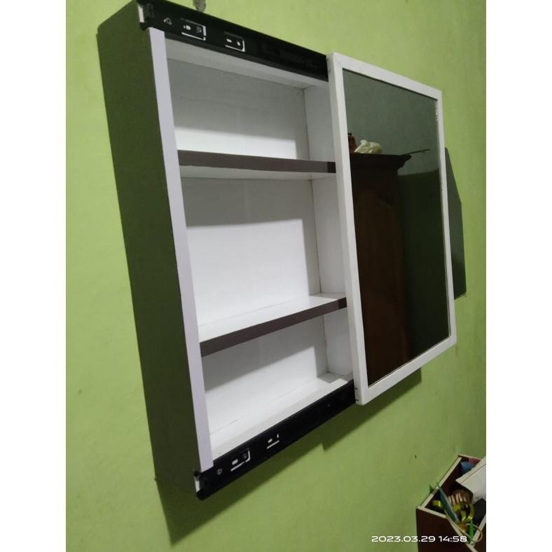 zahra- LEMARI CERMIN RAK KOSMETIK PINTU GESER SLEDING CERMIN KAMAR MANDI (FREE PALET KAYU) PROMO