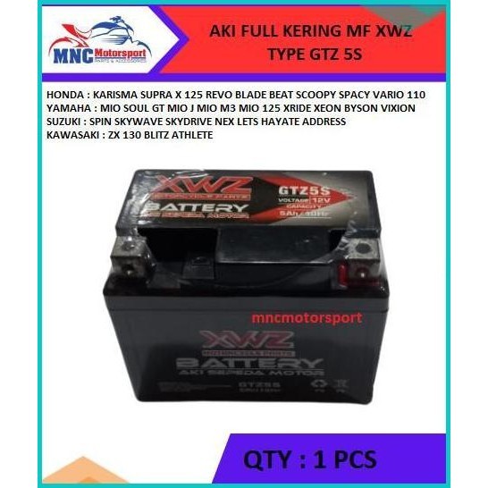 AKI BATTERY FULL KERING XWZ KODE 5S SPIN SKYWAVE SKYDRIVE LETS HAYATE