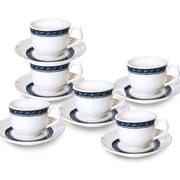 Saint James Okja S Coffee Set 12Pcs White Blue Teacup Cangkir