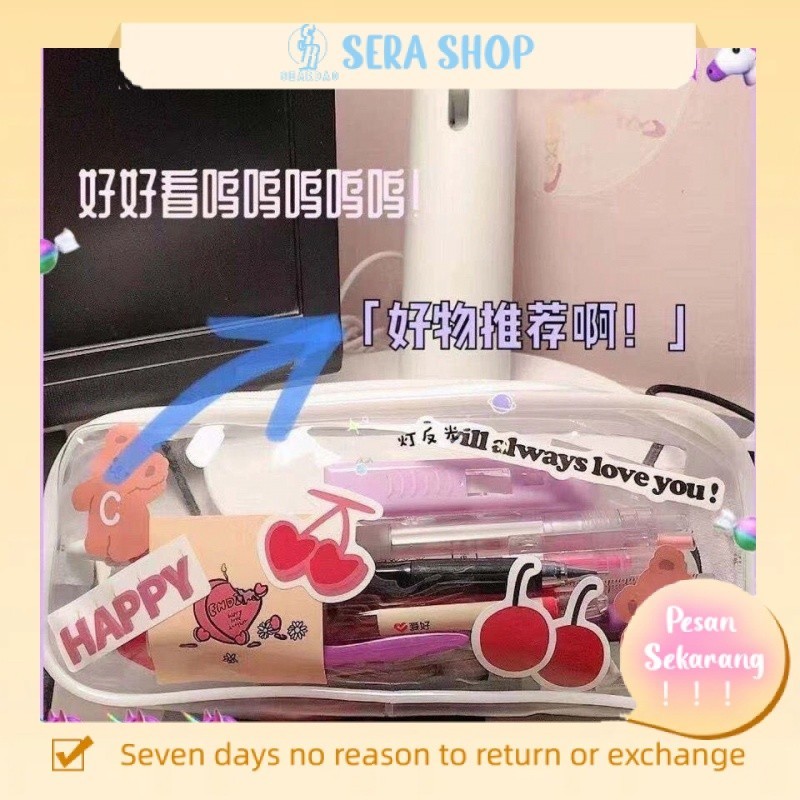 

☼♦▧Sera Transparan Tempat Pensil Wanita Versi Korea Kapasitas Besar Siswa Bernilai Tinggi DIY Tempat Pensil Tas Alat Tulis Tas Penyimpanan Kosmetik