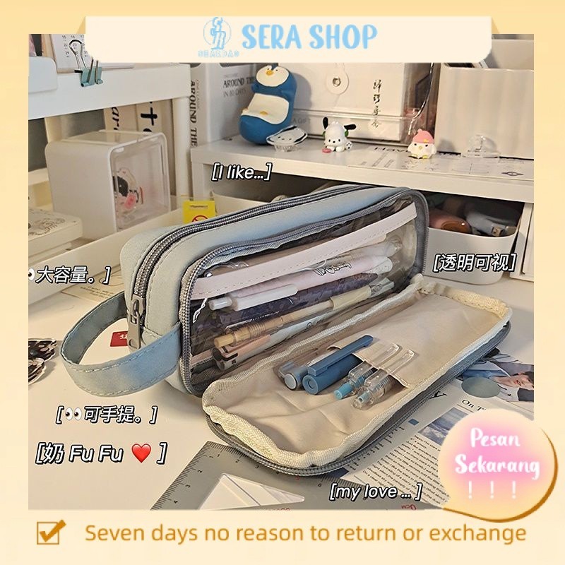 

✘﹍Sera Korea Sederhana Kapasitas Besar Tempat Pensil untuk Siswa SMP Ujian dengan Nilai Tinggi Bintang Mengejar Tas Alat Tulis DIY Tempat Pensil