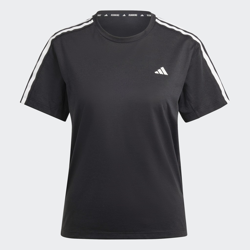 ADIDAS RUNNING Own the Run 3-Stripes T-Shirt Wanita Hitam IQ3875