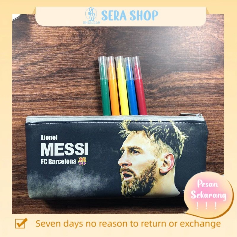 

☃☃△Sera Sera bintang sepak bola tas pena Messi C Luo Kane Harland penggemar harus memasukkan kotak pena hadiah alat tulis siswa SMP
