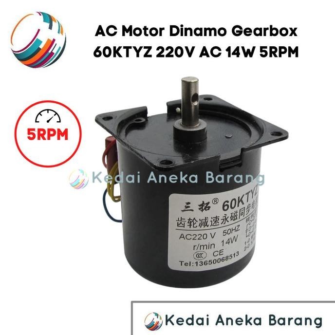 AC Gear Dinamo Motor 60KTYZ 220V 5RPM Mesin Tetas Telur Inkubator