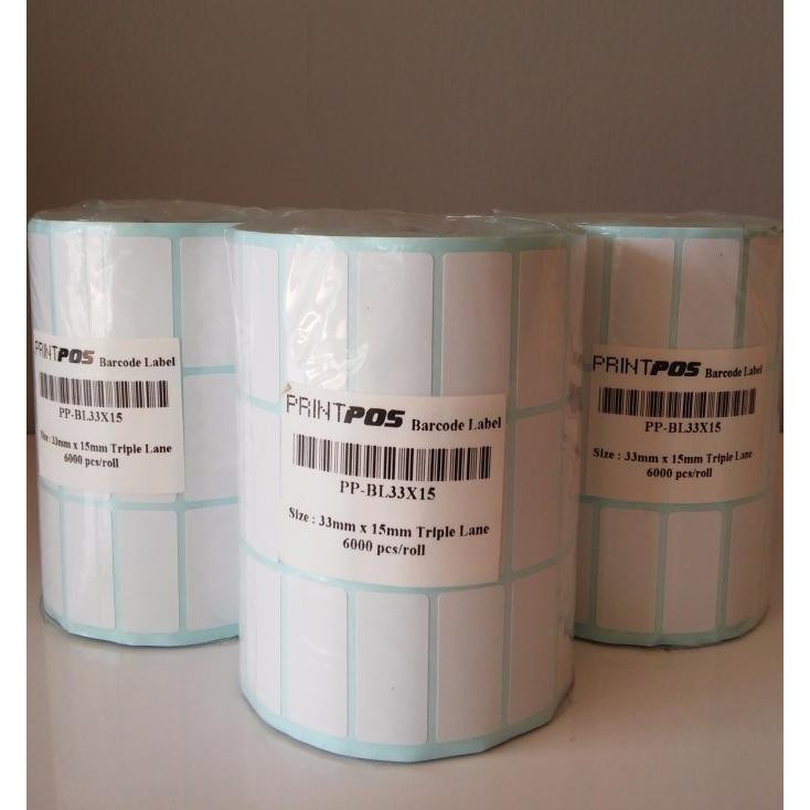 

Barcode Label 33mm X 15mm, 3pcs/Baris (6000pcs/Roll), LBL33x15x6