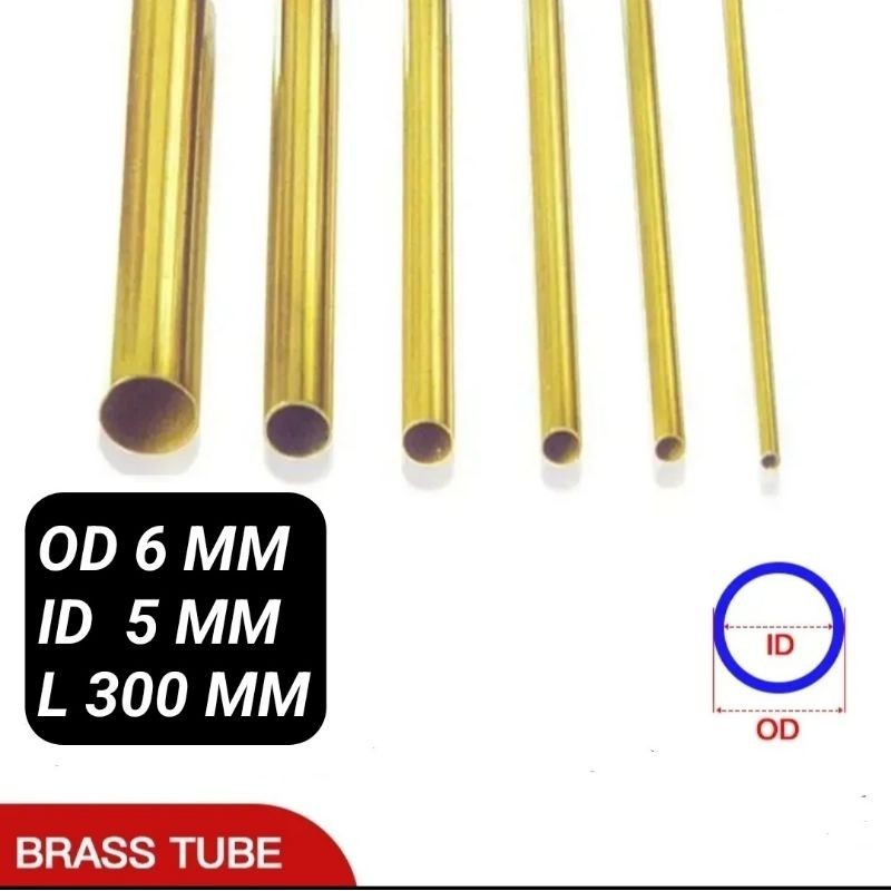 Pipa Kapiler Kuningan / Pipa Kuningan OD 6 MM x ID 5 MM Panjang 300 MM