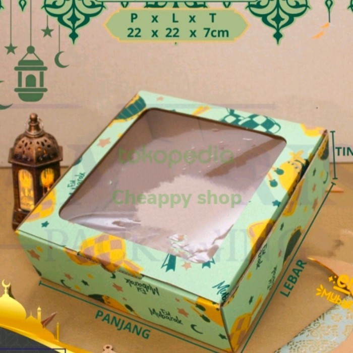 Box Lebaran 22x22 x7cm Box Kue Lebaran Box Mika Pudding Idul Fitri