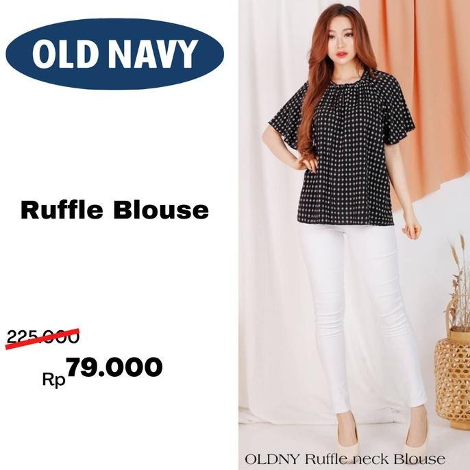 Old Navy Ruffle Blouse Wanita Jumbo Lengan Pendek 100% Original