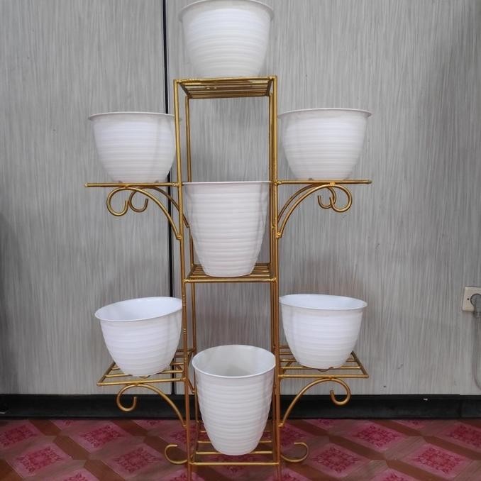 Rak Pot Bunga / Standplants Besi Susun 7 Gold / Warna Emas Noviastuffs