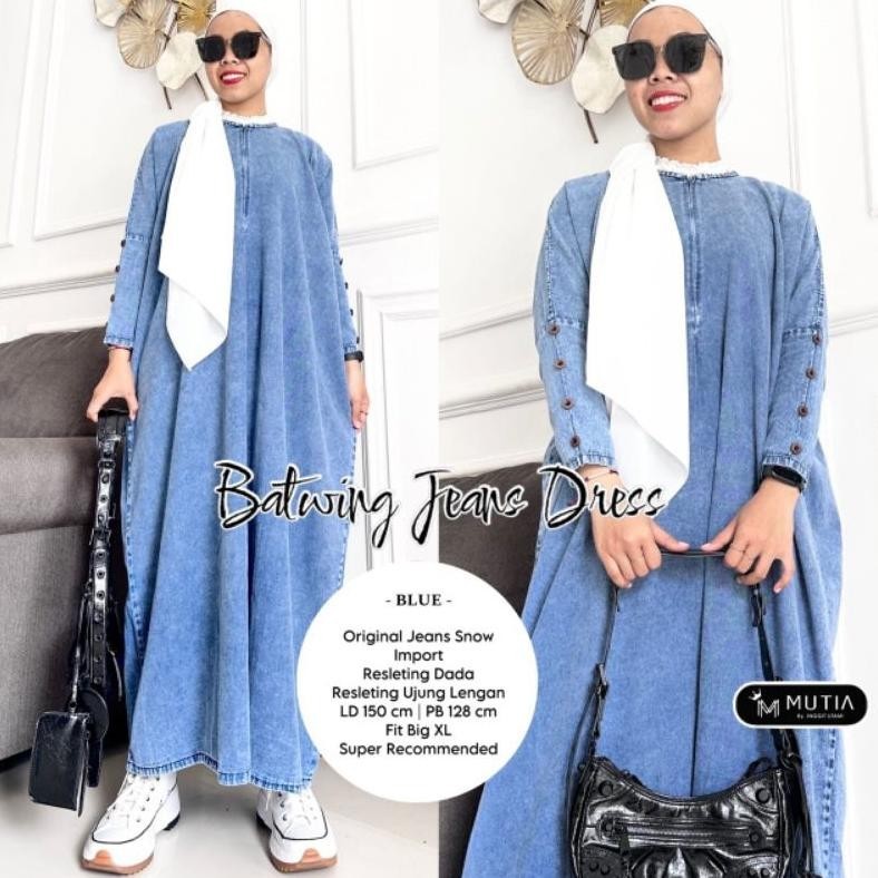 Dress Jeans Jumbo / BATWING JEANS DRESS LD150 by Mutia / Gamis Jumbo / Gamis Jeans Jumbo