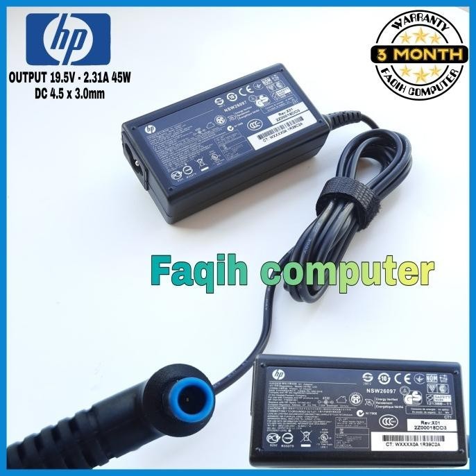 ADAPTOR CAS CHARGER LAPTOP HP 19.5V 2.31A BLUE PIN ORIGINAL