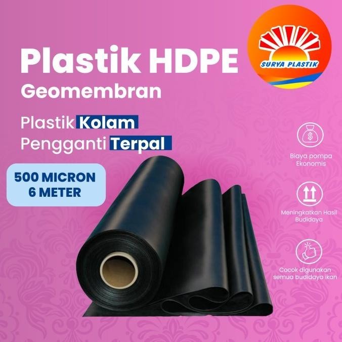 Original Geomembran Hdpe Tebal 500 Micron Lebar 6 Meter