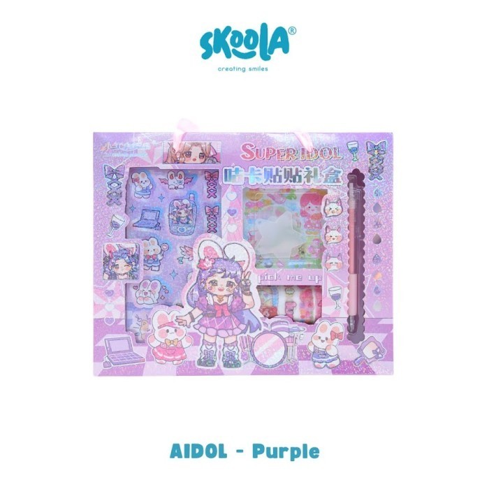

Skoola Stationery Sticker Set Washi Tape Anak Perempuan - Aidol