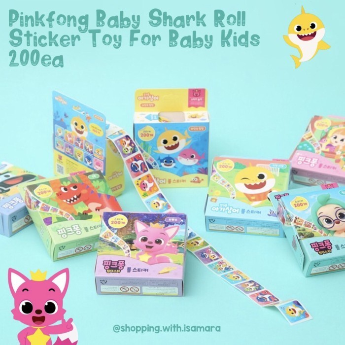 

Pinkfong Baby Shark Roll Sticker Toy for Baby Kids 200 ea / stiker