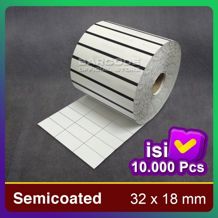 

KERTAS STIKER PRINTER BARCODE 32 X 18 MM - 3 LINE - SEMICOATED 10.000
