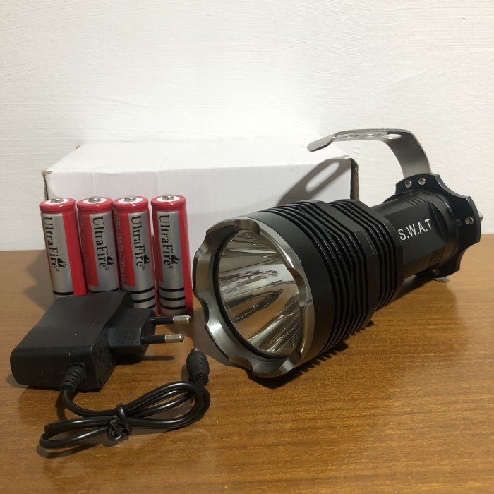 Paket Senter Police Swat monster belor Cree T6 baterai merah Camping