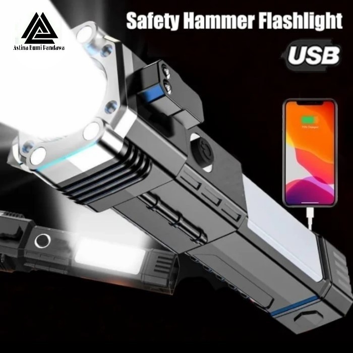 SENTER LED MULTIFUNGSI HUMMER EMERGENCY PLUS 4 MAGNET / SENTER CAS USB