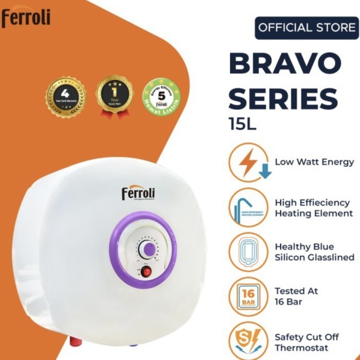 Water heater listrik Ferroli Bravo 15 liter / water heater listrik