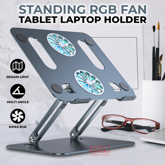 Cooling Pad Laptop Stand Rgb Fan Dingin Laptop Tatakan Meja Kipas