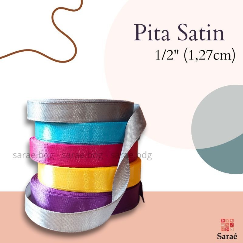 

Pita Satin Ukuran 1/2" (LINK 1) / Pita Kado / Pita Buket Bunga (/Roll)