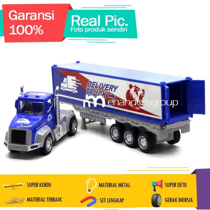 Diecast Miniatur Mainan Mobil Truk Kontainer Metal go Delivery