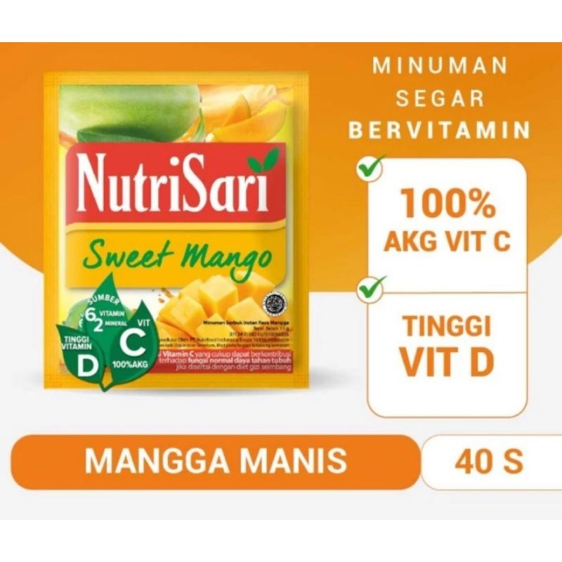 

NUTRISARI SWET MANGGO 40 SASHET MINUMAN BUAH VITAMIN C & D ORIGINAL 100%