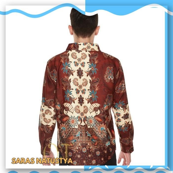 BATIK PANDAWA COKLAT OT  KEMEJA PRIA BATIK VELVET COKLAT BERKUALITAS 
