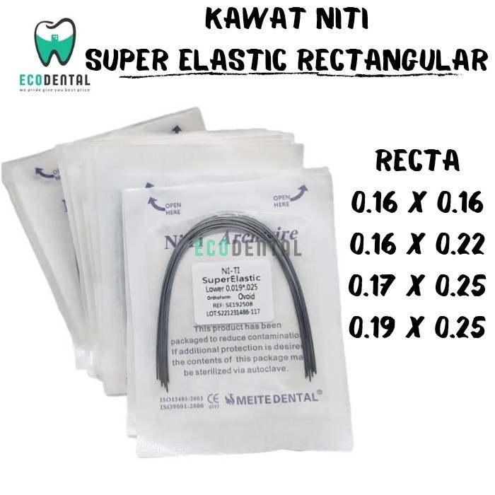 DENTAL ORTHO KAWAT NITI RECTA 16X16 16X22 17X25 19X25 SUPER ELASTIC