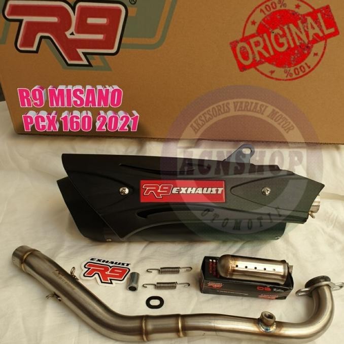 Knalpot Racing New Pcx 160 - R9 Misano Ss Black Series