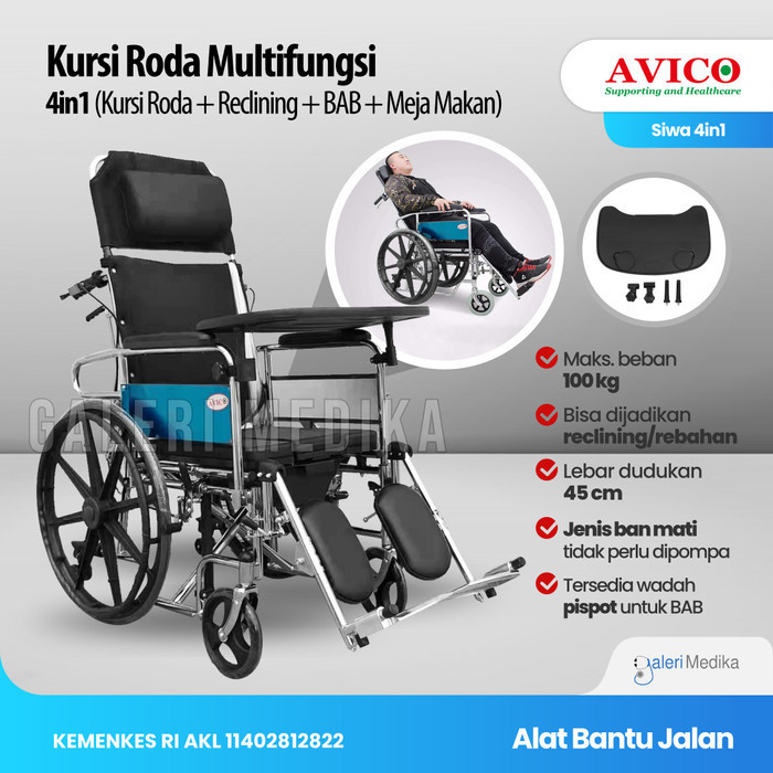 KURSI RODA 4IN1 / 4 IN 1 AVICO SIWA - KURSI RODA MULTIFUNGSI