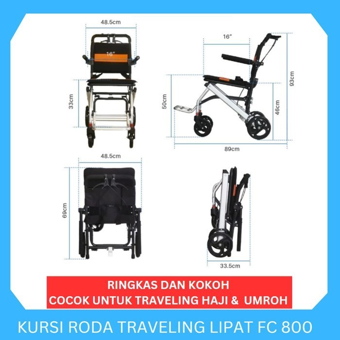 KURSI RODA TRAVELING DAN UMROH RMS TIPE FC 800 - KURSI RODA LIPAT