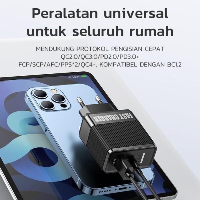 KIVEE KEPALA CHARGER QUICK CHARGER TYPE C USB PD 45W IPHONE ANDROID