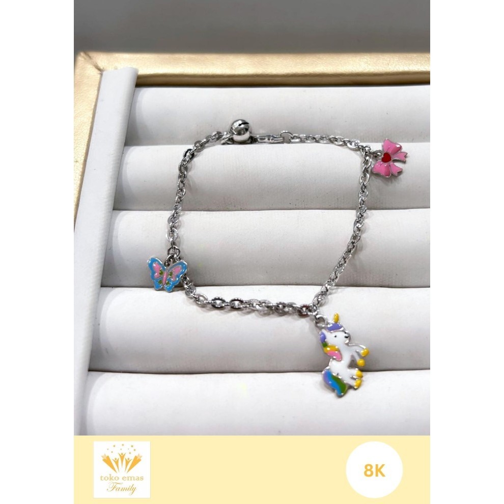 GELANG EMAS PUTIH ANAK 375 (8K) 420 (9K) VARIASI BERAT 1 - 3 GRAM AN