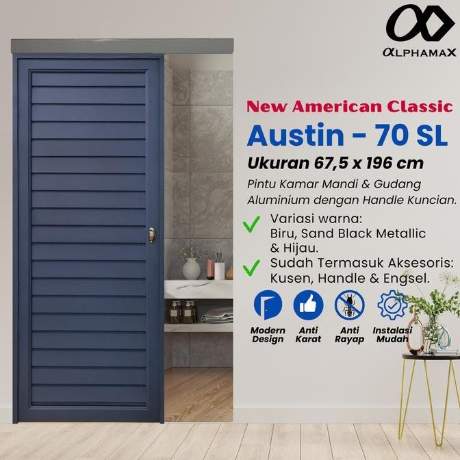 Alphamax Austin-70 Sl Pintu Kamar Mandi Pintu Aluminium Sliding Geser