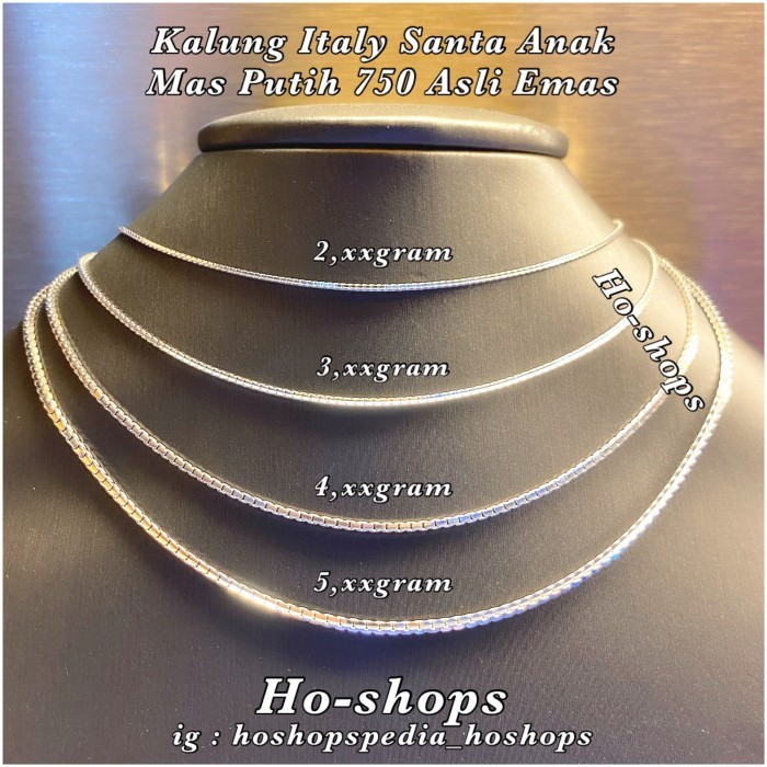 KALUNG ANAK / KALUNG PENDEK MAS PUTIH KADAR 750 ASLI EMAS