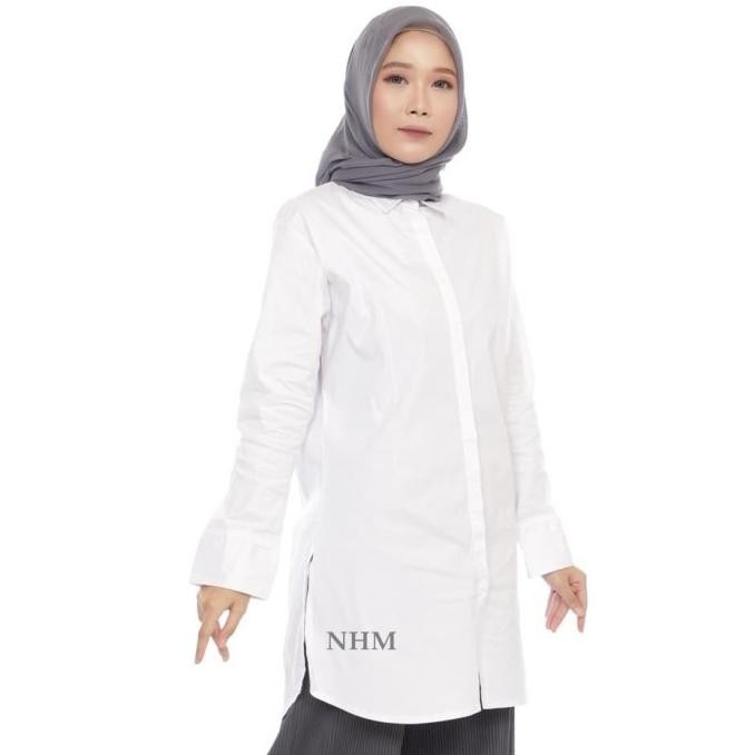 Kemeja Putih Polos Tunik-Kemeja Putih Muslim- Kemeja Putih Panjang