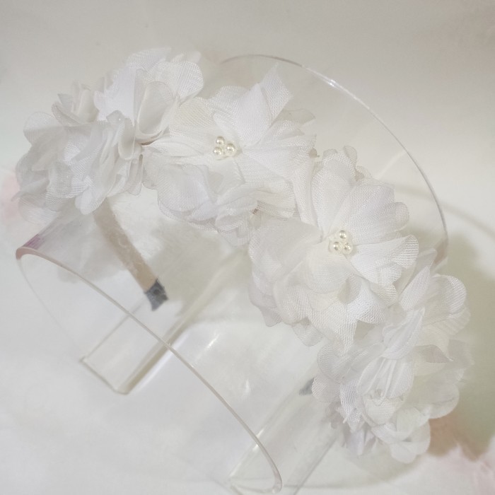 BUNGA PUTIH/ FLOWER CROWN/ BONDU BUNGA PUTIH/ BANDANA BAYI