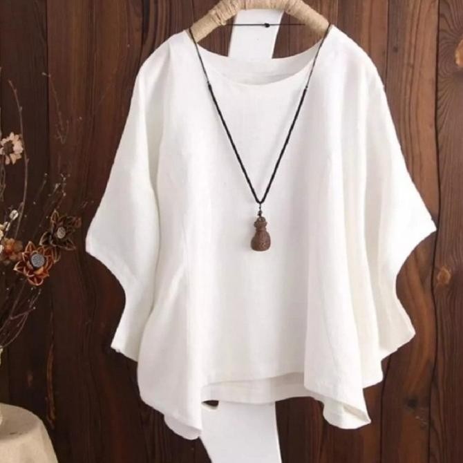 Atasan Batwing Jumbo Putih [Baju Atasan Wanita 0140] Merk Ta1A