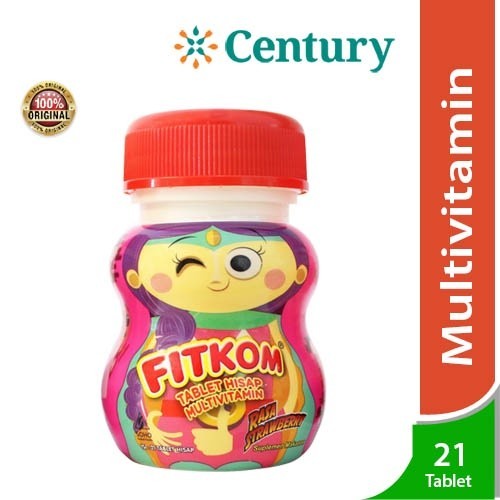 Fitkom Rasa Jeruk 21 Tablet - Suplemen Multivitamin / Penambah Nafsu Makan / Nutrisi Otak Anak