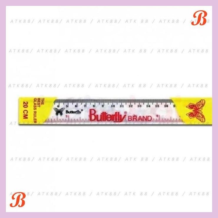 

| PGT | 1 PAK / 12 PCS BUTTERFLY 20 CM PENGGARIS PLASTIK / GLASS RULER GROSIR