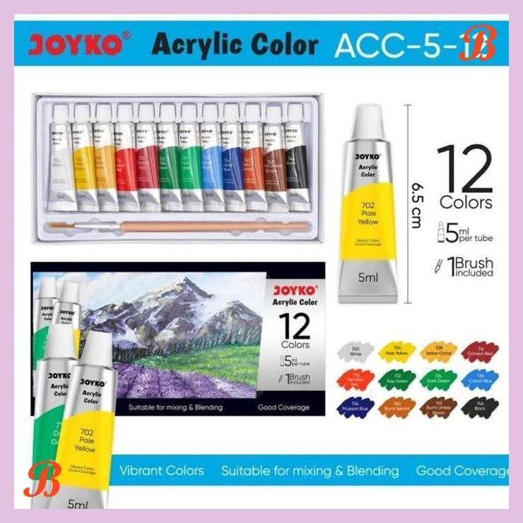 

| PGT | CAT AKRILIK ACRYLIC COLOR 12 WARNA JOYKO ACC-5ML-12WARNA