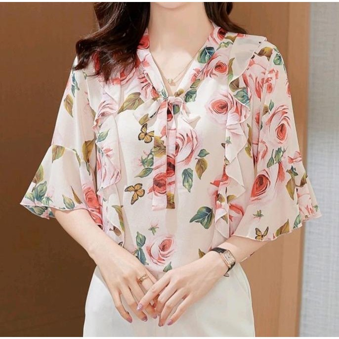 Blouse Wanita Korea Terbaru Motif Bunga