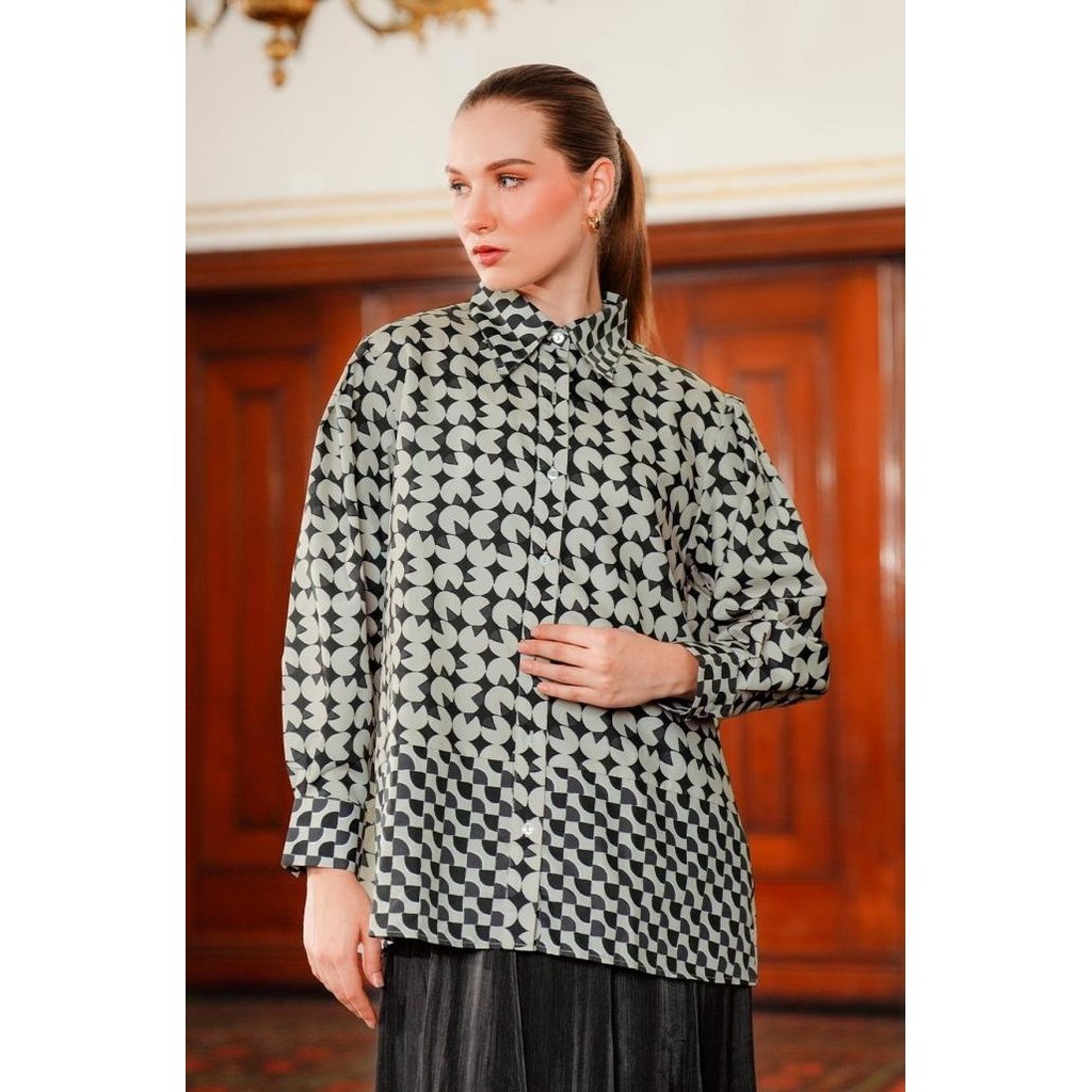 Benang Jarum - Amona Mix Pattern Shirt - Black