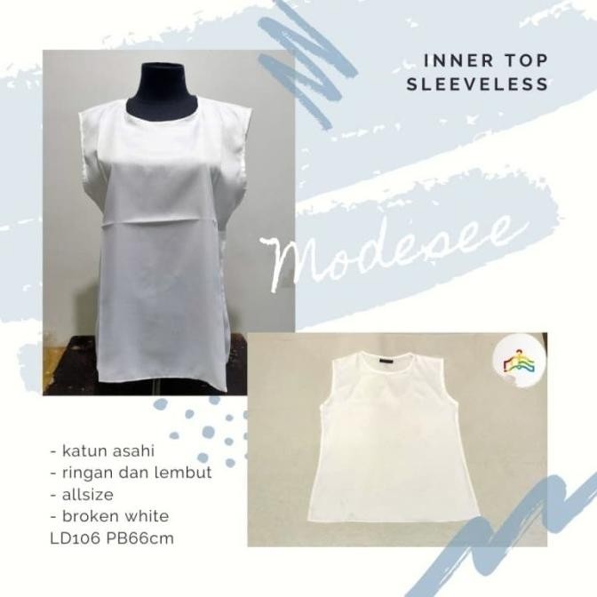 Dalaman Baju Atasan Tunik Gamis Katun Putih Polos / Manset Sleeveless